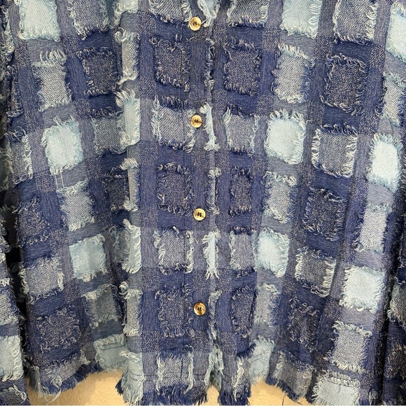 White Birch Blue Checkered Textured Button Down Shirt - Picture 3 of 12